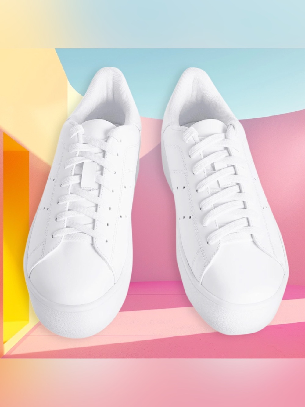 Classic White Women's Athletic Sneakers - Clean Minimal Design